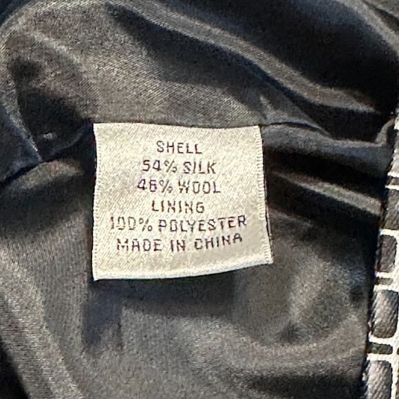 Talbots Classic Blazer Jacket Plus Size 14W Black White Silk Wool Career Vintage - Picture 9 of 10